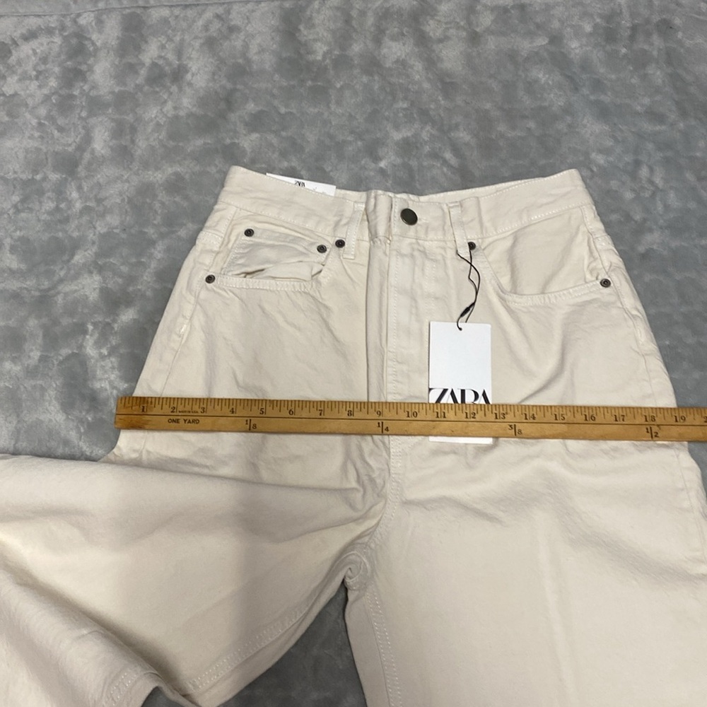Zara Cream Wide Leg Jeans – Mid Rise | Size 4 | NWT - Picture 13 of 15